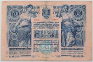 1902. 50K "1376 01143" T:F,VG / 
Hungary 1902. 50 Korona "1376 01143" C:F,VG 
...