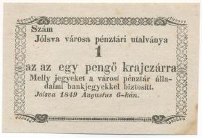 Jólsva 1849. 1kr &quot;Jolsva&quot; hiba T:AU sarokhajlás Adamo JÓL-1.1