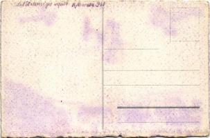 Lelőtt ellenséges repülő. Első világháborús osztrák-magyar katonai saját kézzel rajzolt lap / WWI K....