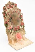 cca 1900 csipke litho térbeli üdvözlőkártya 9x19 cm Kis sérüléssel