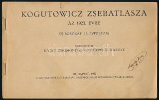 Kogutowicz zsebatlasza az 1923. évre. Új sorozat, II. évf. Szerk.: Bátky Zsigmond és Kogutowicz Károly. Bp., 1922, Magyar Néprajzi Társaság Emberföldrajzi Szakosztálya, 2+XII+4-116 p. Haránt-alakú papírkötés, borító hiánnyal, foltos címlappal, az Európa-térkép hiányzik.