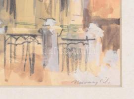 Udvary Pál (1900-1987): Velence. Akvarell, papír, jelzett, üvegezett fakeretben, 48x33 cm