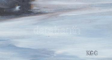 Kovács-Gombos Gábor (1955-): 124 (Mozdony), Olaj, farost, jelzett, hátoldalán autográf felirattal. 2...