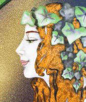 Tóth Szvetlana (1949-): Női portré. Tűzzománc, fém alapon, jelzett, 35x35 cm