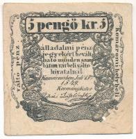 Komárom 1849. 5kr 3mm-es betűk T:F lyuk Hungary / Komárom 1849. 5 Kreuzer 3mm wide letters C:F hole Adamo KOM-3.1.1