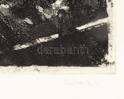 Balla Attila (1959-): Korlátok. Rézkarc, papír, jelzett, a papíron gyűrődésekkel, 33x37 cm