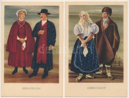 5 db MODERN lengyel népviseletes motívum képeslap, folklór / 5 modern motive postcards: Polish folkl...