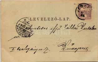 1900 Versec, Werschetz, Vrsac; Fő tér, Városház utca, este, Fonciere biztosító, takarékpénztár, Joh....