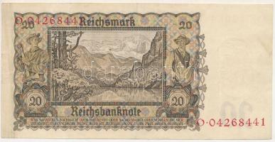 Német Harmadik Birodalom 1939. 20M T:F 
German Third Reich 1939. 20 Mark C:F 
Krause P#185