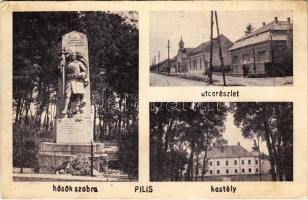 1943 Pilis, Hősök szobra, utca, Báró Nyáry László kastélya (EK)