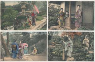 35 db RÉGI használatlan japán képeslap gésákkal / 35 pre-1945 unused Japanese postcards of geishas