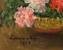 Zsembery Ibolya: Virág csendélet. Olaj, fa keretben, 34x40 cm