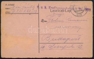 1917 Tábori posta levelezőlap &quot;K.u.k. Kraftwagenkolonne No. 309&quot; + &quot;FP 235&quot;