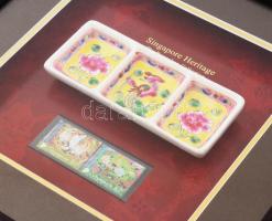 Szingapúri miniszter ajándéka. Szingapúri hagyományok, kézzel festett mázas kerámia tálka, alkalmi b...