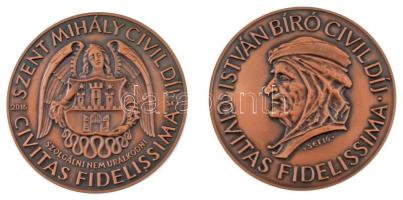 Soltra E. Tamás 2016. &quot;István Bíró Civil Díj&quot; bronz emlékérem (60mm) + &quot;Szent Mihály Civil Díj&quot; bronz emlékérem (60mm) T:AU