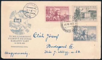 1951 FDC a Karlovy Vary-ban megrendezett filmfesztiválról, Budapestre