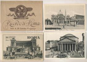 Roma, Rome; - 8 db RÉGI képeslap tokban + 1 tok, borító képeslap nélkül / 8 pre-1945 postcards in case + 1 case without postards