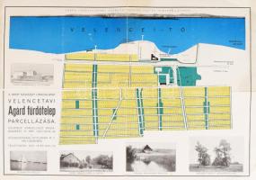 cca 1930 A gróf Nádasdy Uradalmak Velencetavi Agárd Fürdőtelep parcellázása, Bp., Klösz-ny., a másik oldalán fotókkal, reklám-anyaggal, szakadt, hajtott, 37x53 cm