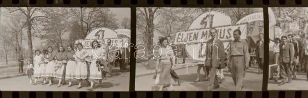 cca 1960-1970 Május elsejei felvonulása, 10 db negatív kocka