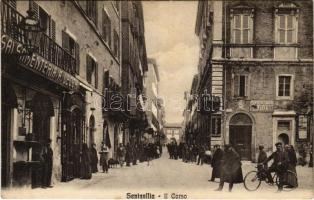 1912 Senigallia, Il Corso, Marsala Florio, Farmacia, Deposito di Acque di Montecatini, Salsamenteria A. Vecchi / street, shops, pharmacy (Rb)