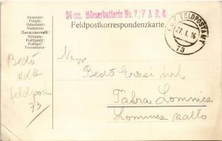 1916 Isonzo-Armee 1915 feliratú jelvény képe tábori levelezőlapon / WWI Austro-Hungarian K.u.K. mili...