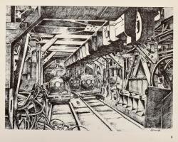 Szörényi József: Kév-Metró. Budapesti Metró-építés grafikában. 10 darab grafika mappában. Bp., 1975,...