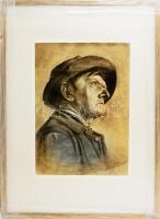 Keleti (Kelety) Gábor (1870-?): Férfi portré, München, 1891. Szén, papír, jelzett. 41x30 cm. A portr...