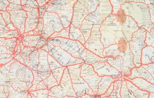 1899 Osztrák Magyar Monarchia közlekedési térkép reprintje 60x80 cm