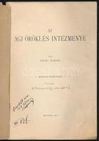 Engel Kornél: Az ági öröklés intézménye. Doktori értekezés. Bp., 1918., hiányos papírkötés. professz...