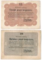 1849. 15kr + 30kr T:F,VG fo. Adamo G102, G103