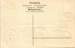 Deutsches Schutzgebiet, Ostafrika - Münzenkarte und Nationalflagge / Német Kelet-Afrika - Dombornyom...