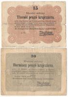 1849. 15kr + 30kr T:VG Adamo G102, G103