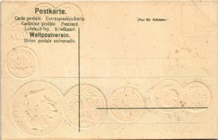 Österreich - Münzenkarte und Nationalflagge / Ausztria (Osztrák-Magyar Monarchia) - Dombornyomott ér...