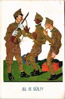 El is sül?! / WWII Hungarian military art postcard, humour s: Bernáth (fl)