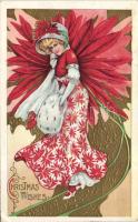 Christmas flower lady litho (EB)