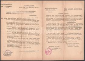 1943-1944 3 db szigorúan bizalmas belügyminiszteri körlevél: külhonosokkal szemben hozott indokolatlan kiutasításokról,. karácsonyi idején razziák beszüntetéséről, őrizetbe vett volt hadifoglyokkal való bánásmódról