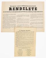 1944, 2 darab röplap: Debrecenben az Ideiglenes Nemzetgyűlés összehívásáról + Szegeden a város létszámának megállapítása céljából elrendelt bejelentési kötelezettségről.