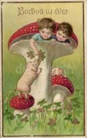 New Year mushroom litho