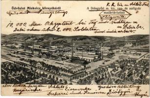 Diósgyőr (Miskolc), M. kir. vas- és acélgyár madártávlatból. Grünwald Ignác kiadása