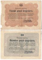 1849. 15kr + 30kr T:F,VG anyaghiány Adamo G102, G103