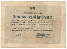 1849. 30kr "Kossuth bankó" T:F,VG folt Adamo G103