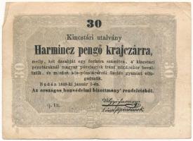 1849. 30kr "Kossuth bankó" T:F,VG folt Adamo G103