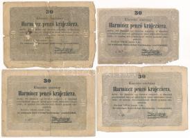 1849. 30kr "Kossuth bankó" (4x) T:VG,G folt, egyik körbevágva Adamo G103