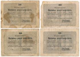 1849. 30kr "Kossuth bankó" (4x) T:VG,G folt Adamo G103