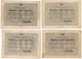 1849. 30kr "Kossuth bankó" (4x) T:VG folt Adamo G103