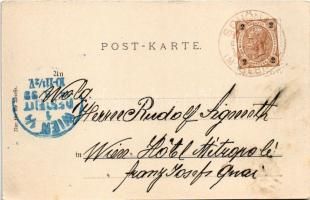 1899 (Vorläufer) Bad Schönau, Kirche, Schule. Lichtdruck v. Max Jaffé / church, school. Art Nouveau,...