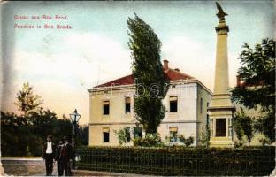 Bosanski Brod, street view, monument (tear)