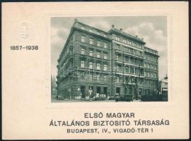 1938 Bp., Első Magyar Biztosító Társaság 1857-1938 80 éves ismertető füzet, 8p