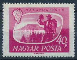 1959 Balaton (I.) 40f a hegy bal oldalán piros folt tévnyomat