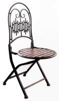 Vintage fém kerti szék, fa ülőrésszel, m: 71 cm